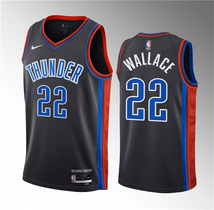 Personalized Men’s Oklahoma City Thunder #22 Cason Wallace Black 2023 Draft City Edition Stitched Basketball Jersey