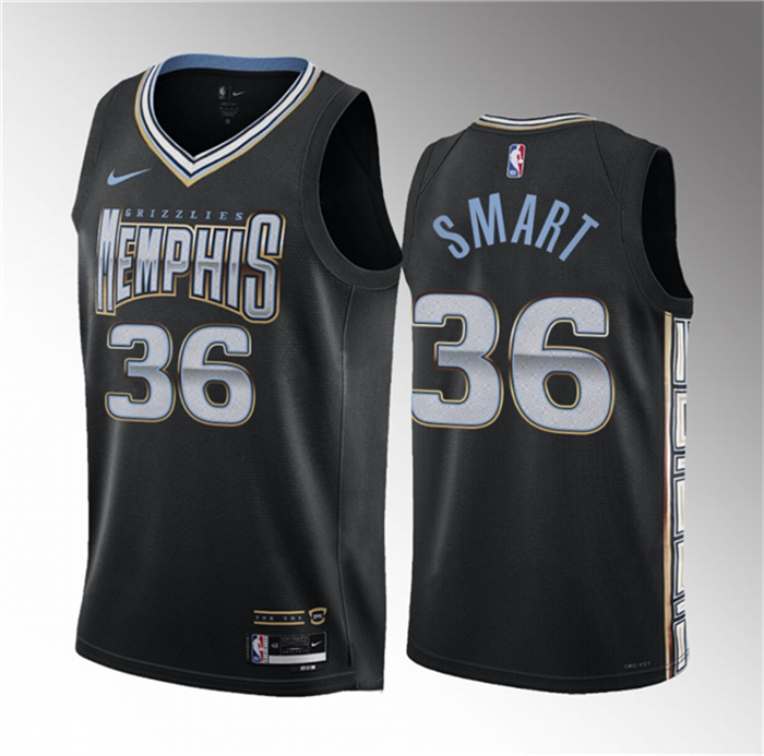 Personalized Men’s Memphis Grizzlies #36 Marcus Smart Black 2023 City Edition Stitched Basketball Jersey