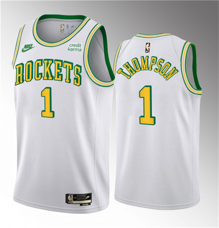 Personalized Men’s Houston Rockets #1 Amen Thompson White 2023 Draft Classic Edition Stitched Basketball Jersey