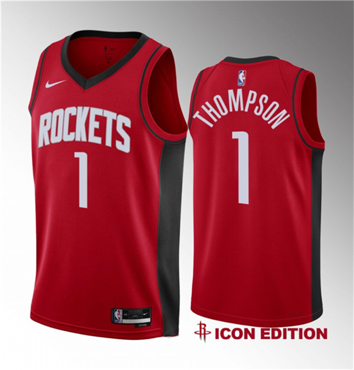 Personalized Men’s Houston Rockets #1 Amen Thompson Red 2023 Draft Swingman Icon Edition Stitched Basketball Jersey