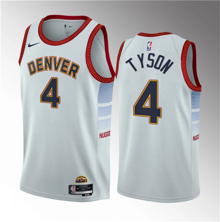 Personalized Men’s Denver Nuggets #4 Hunter Tyson White 2023 Draft Icon Edition Stitched Basketball Jersey
