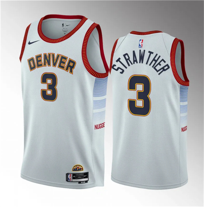Personalized Men’s Denver Nuggets #3 Julian Strawther White 2023 Draft Icon Edition Stitched Basketball Jersey