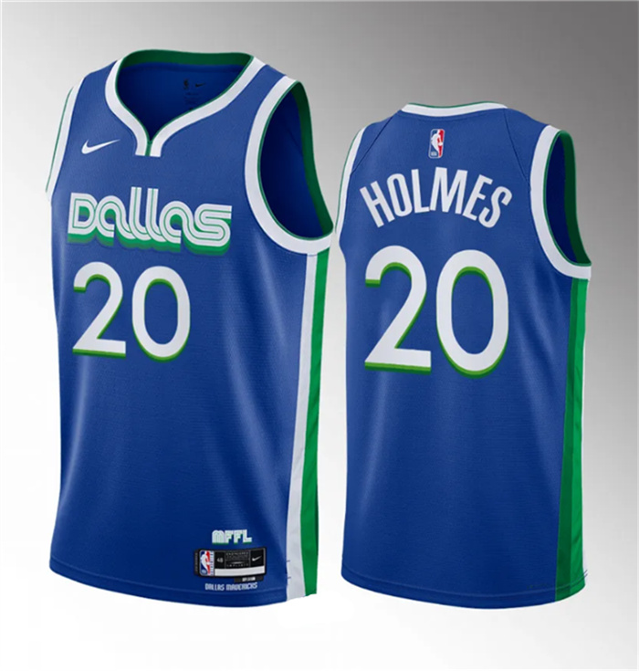 Personalized Men’s Dallas Mavericks #20 Richaun Holmes Blue 2023 Draft City Edition Stitched Basketball Jersey