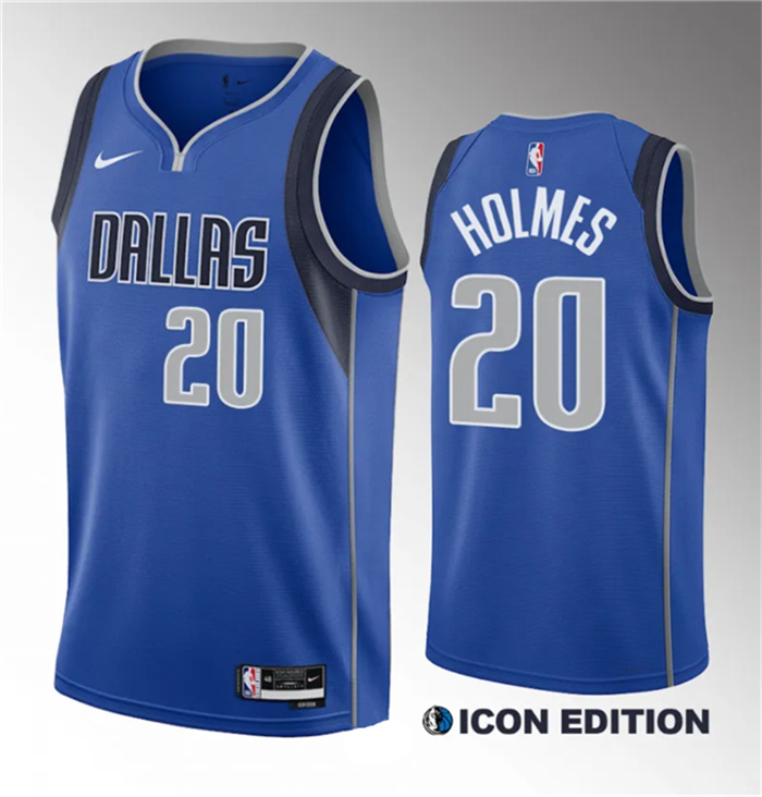Personalized Men’s Dallas Mavericks #20 Richaun Holmes Blue 2023 Draft Icon Edition Stitched Basketball Jersey