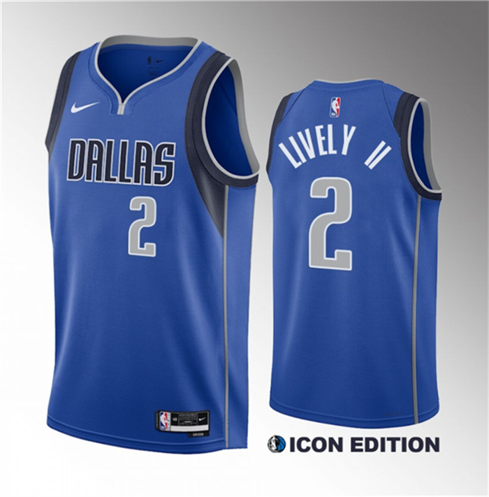 Personalized Men’s Dallas Mavericks #2 Dereck Lively II Blue 2023 Draft Icon Edition Stitched Basketball Jersey