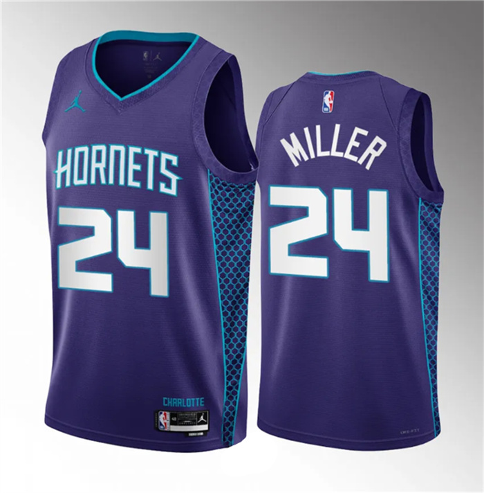 Personalized Men’s Charlotte Hornets #24 Brandon Miller Purple 2022 23 Draft Statement Edition Stitched Basketball Jersey
