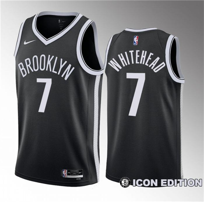 Personalized Men’s Brooklyn Nets #7 Dariq Whitehead Black 2023 Draft Icon Edition Stitched Basketball Jersey