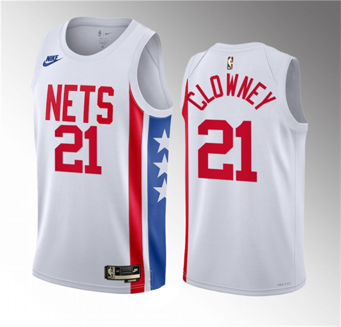 Personalized Men’s Brooklyn Nets #21 Noah Clowney White 2023 Draft Classic Edition Stitched Basketball Jersey