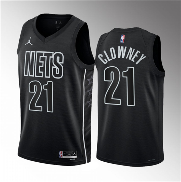 Personalized Men’s Brooklyn Nets #21 Noah Clowney Black 2023 Draft Statement Edition Stitched Basketball Jersey