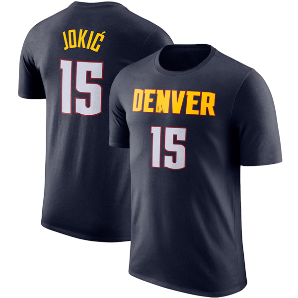 Personalized Men’s Denver Nuggets #15 Nikola Jokic Navy T-Shirt