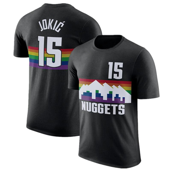 Personalized Men’s Denver Nuggets #15 Nikola Jokic Black T-Shirt