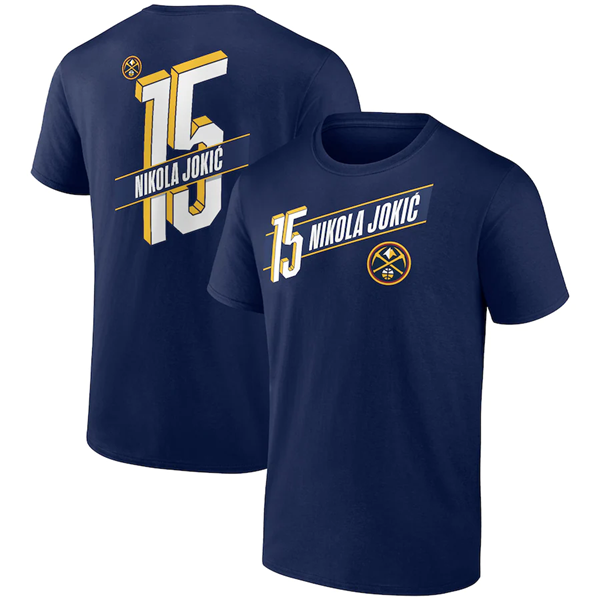 Personalized Men’s Denver Nuggets #15 Nikola Jokic Navy Name & Number T-Shirt