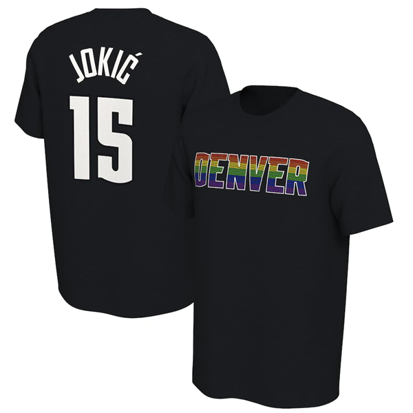 Personalized Men’s Denver Nuggets #15 Nikola Jokic Black Name & Number T-Shirt