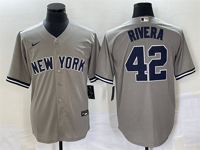 Personalized Men’s New York Yankees #42 Mariano Rivera Gray Cool Base Stitched Baseball Jersey