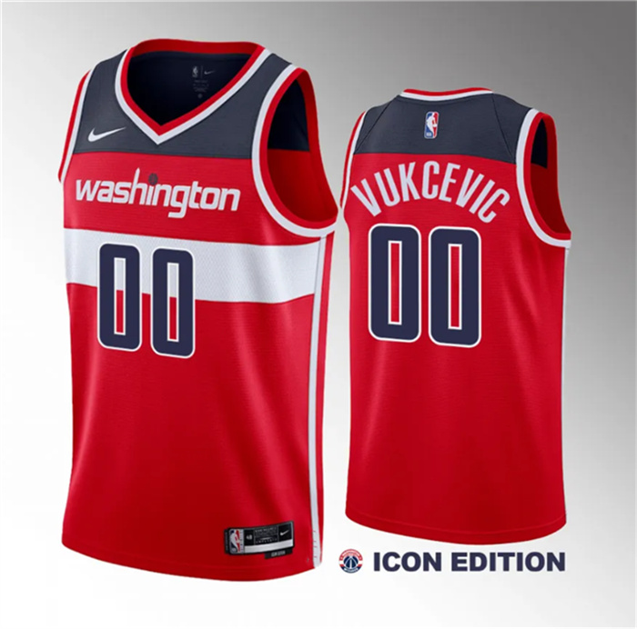 Personalized Men’s Washington Wizards #00 Tristan Vukcevic Red 2023 Draft Icon Edition Stitched Jersey