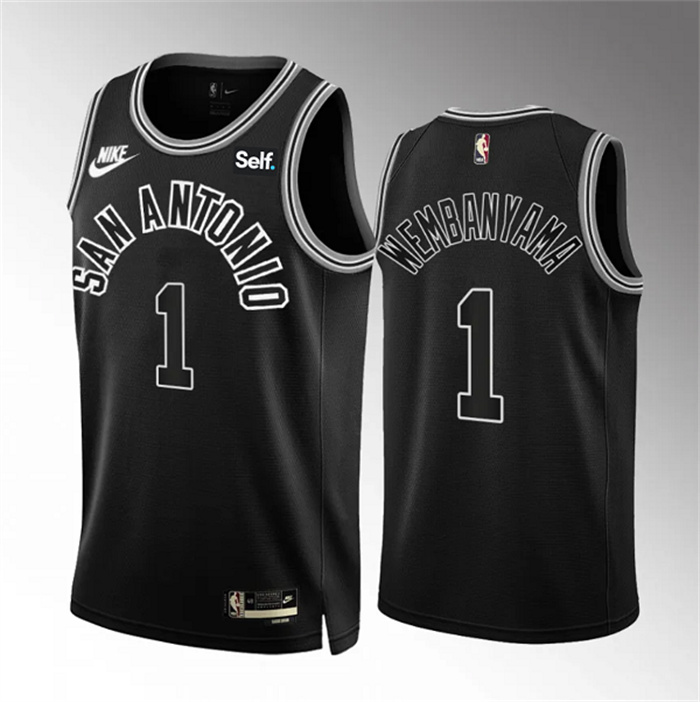 Personalized Men’s San Antonio Spurs #1 Victor Wembanyama Black 2022 23 Classic Edition Stitched Basketball Jersey