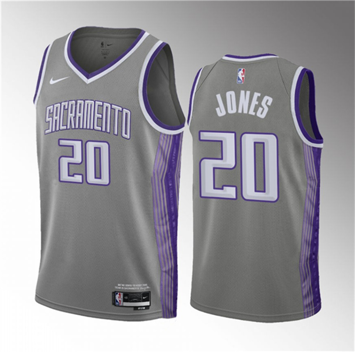 Personalized Men’s Sacramento Kings #20 Colby Jones Grey 2023 Draft City Edition Stitched Jersey