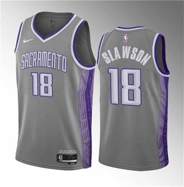 Personalized Men’s Sacramento Kings #18 Jalen Slawson Grey 2023 Draft City Edition Stitched Jersey
