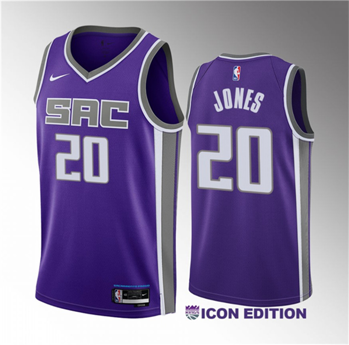 Personalized Men’s Sacramento Kings #20 Colby Jones Purple 2023 Draft Icon Edition Stitched Jersey