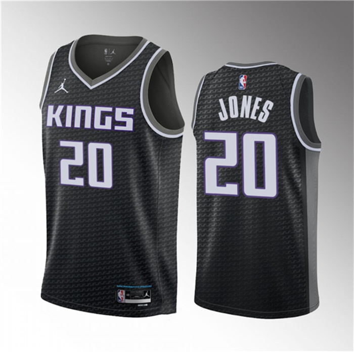 Personalized Men’s Sacramento Kings #20 Colby Jones Black 2023 Draft Statement Edition Stitched Jersey