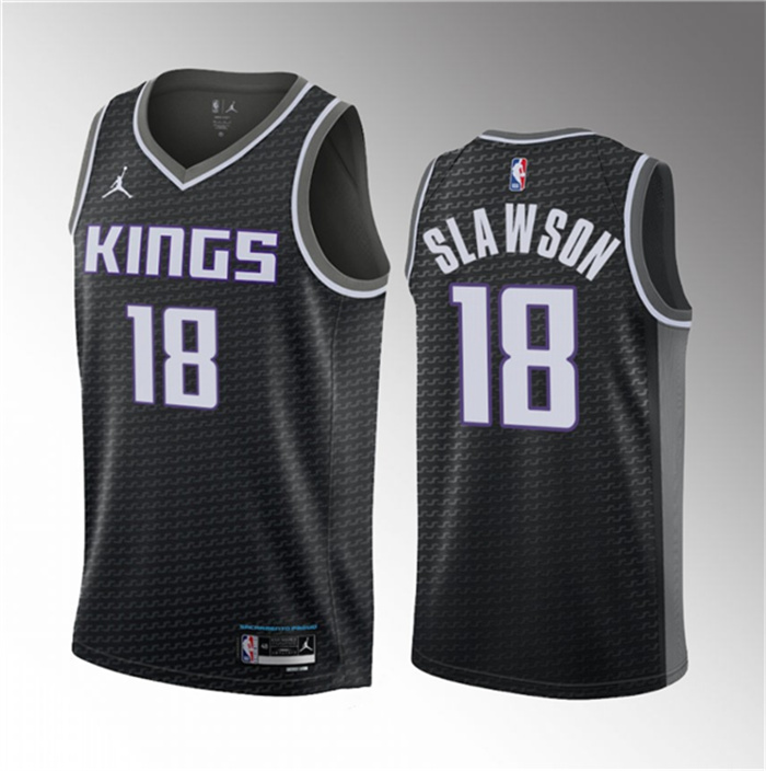 Personalized Men’s Sacramento Kings #18 Jalen Slawson Black 2023 Draft Statement Edition Stitched Jersey