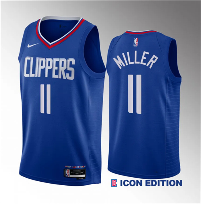 Personalized Men’s Los Angeles Clippers #11 Jordan Miller Blue 2023 Draft Icon Edition Stitched Jersey