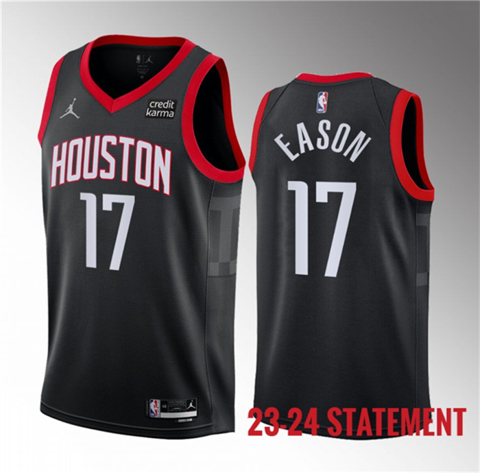 Personalized Men’s Houston Rockets #17 Tari Eason Black 2023 Statement Edition Stitched Basketball Jersey