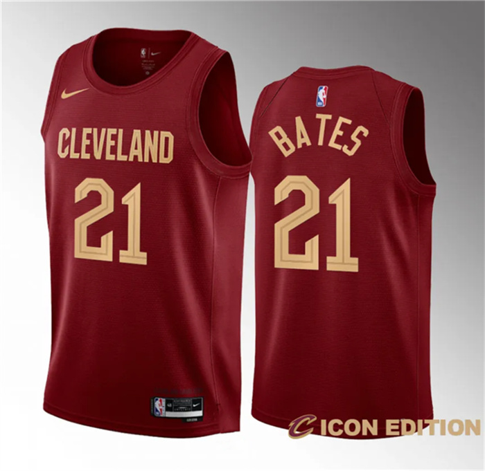 Personalized Men’s Cleveland Cavaliers #21 Emoni Bates Wine 2023 Draft Icon Edition Stitched Jersey