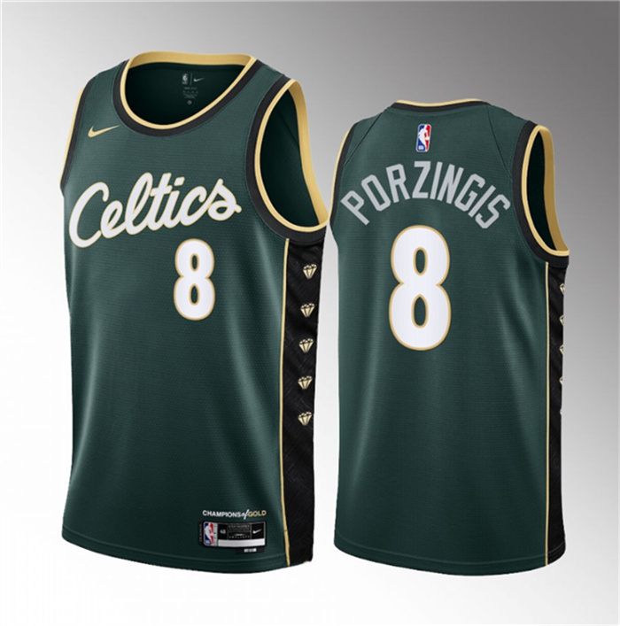 Personalized Men’s Boston Celtics #8 Kristaps Porzingis Green 2023 Draft City Edition Stitched Basketball Jersey
