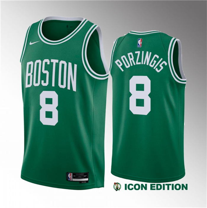 Personalized Men’s Boston Celtics #8 Kristaps Porzingis Green 2023 Draft Icon Edition Stitched Basketball Jersey