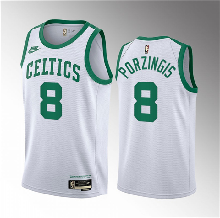Personalized Men’s Boston Celtics #8 Kristaps Porzingis White 2023 Draft Association Edition Stitched Basketball Jersey
