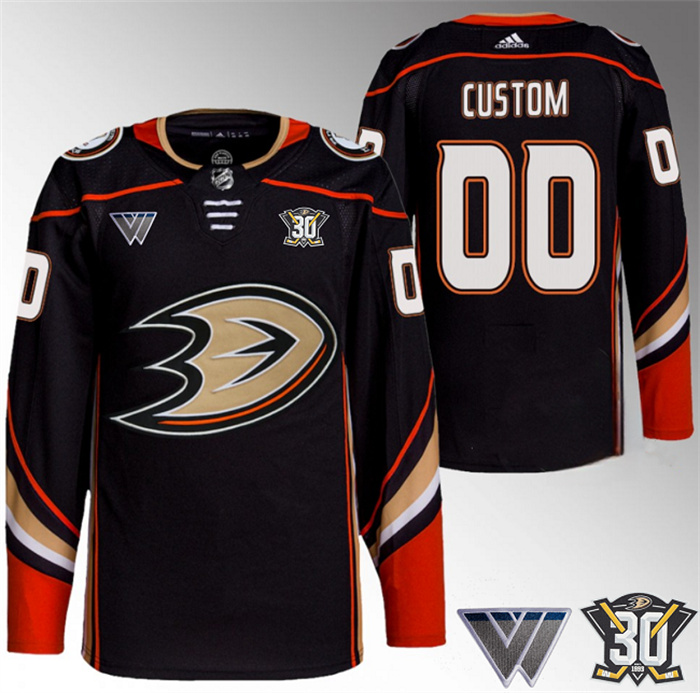 Personalized Men’s Anaheim Ducks Black 30th Anniversary Stitched Jersey