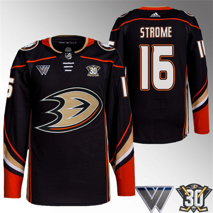 Personalized Men’s Anaheim Ducks #16 Ryan Strome Black 30th Anniversary Stitched Jersey