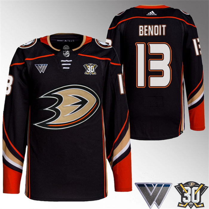 Personalized Men’s Anaheim Ducks #13 Simon Benoit Black 30th Anniversary Stitched Jersey
