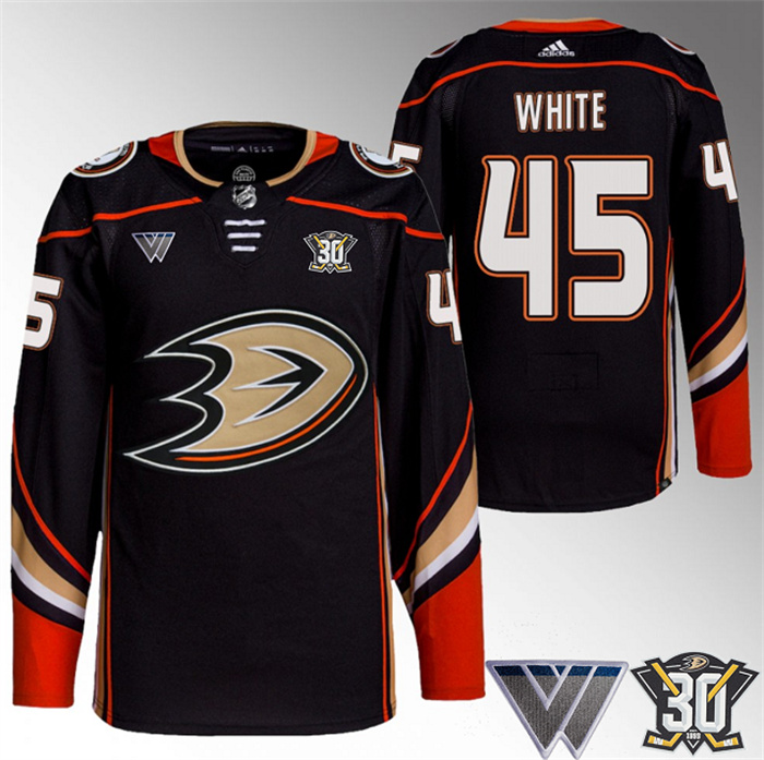 Personalized Men’s Anaheim Ducks #45 Colton White Black 30th Anniversary Stitched Jersey