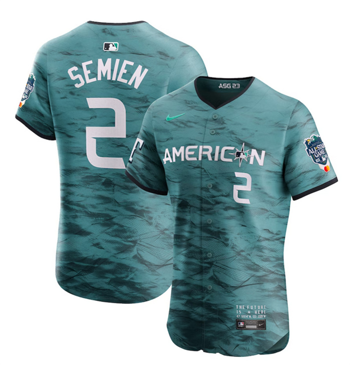 Personalized Men’s Texas Rangers #2 Marcus Semien Teal 2023 All-Star Flex Base Stitched Baseball Jersey