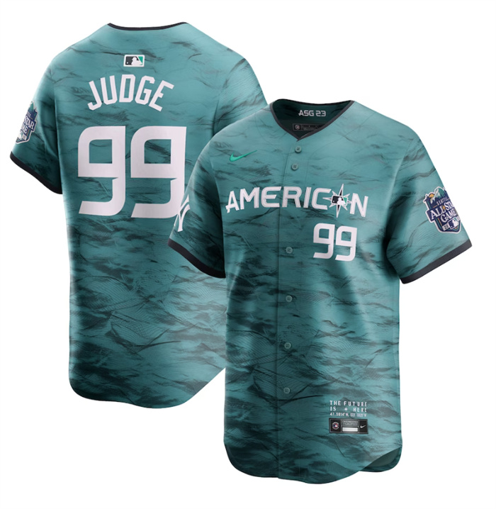 Personalized Men’s New York Yankees #99 Aaron Judge Teal 2023 All-Star Cool Base Stitched Baseball Jersey