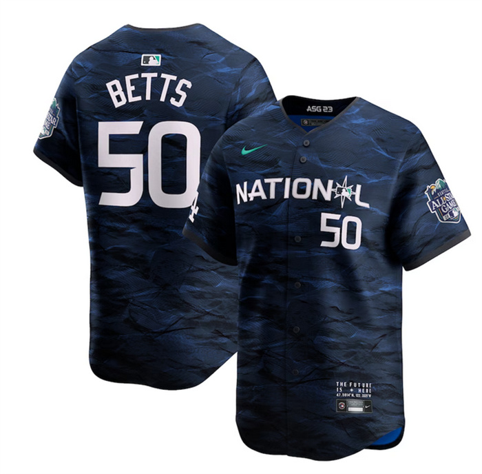 Personalized Men’s Los Angeles Dodgers #50 Mookie Betts Royal 2023 All-Star Cool Base Stitched Jersey