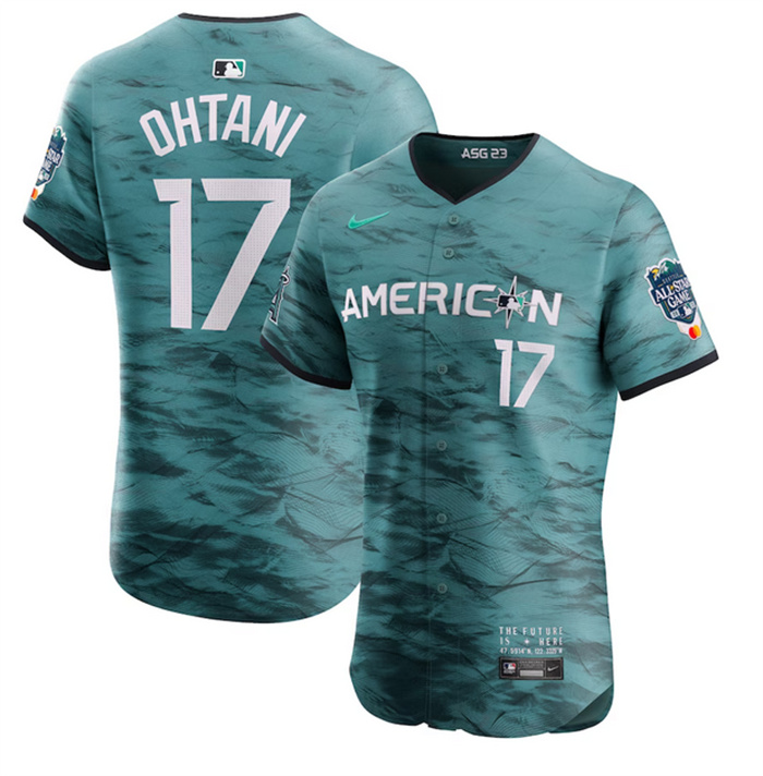 Personalized Men’s Los Angeles Angels #17 Shohei Ohtani Teal 2023 All-Star Flex Base Stitched Jersey