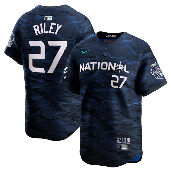 Personalized Men’s Atlanta Braves #27 Austin Riley Royal 2023 All-Star Cool Base Stitched Baseball Jersey