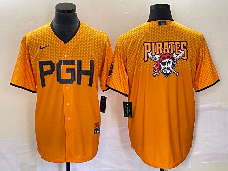 Personalized Men’s Pittsburgh Pirates Gold 2023 City Connect Team Big Logo Stitched Jersey