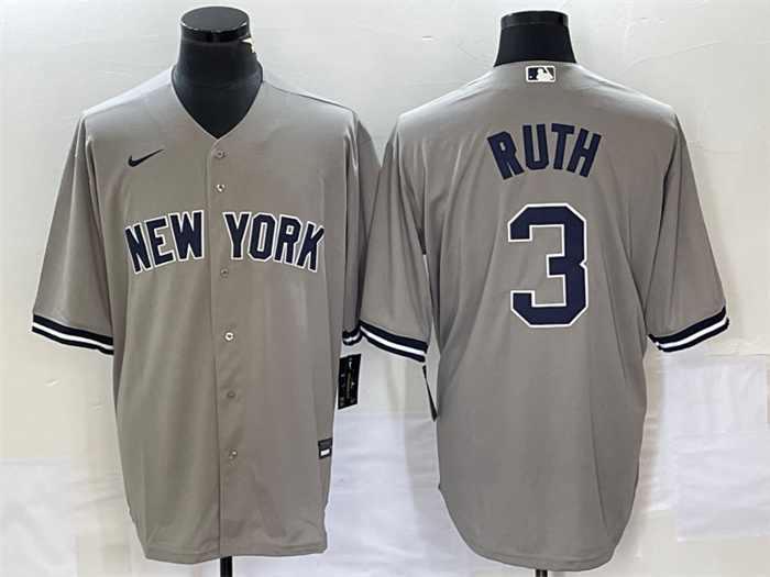 Personalized Men’s New York Yankees #3 Babe Ruth Gray Cool Base Stitched Baseball Jersey