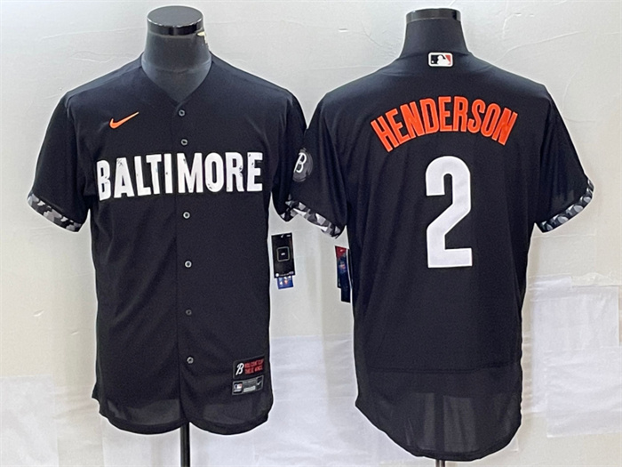 Personalized Men’s Baltimore Orioles #2 Gunnar Henderson Black 2023 City Connect Flex Base Stitched Baseball Jersey