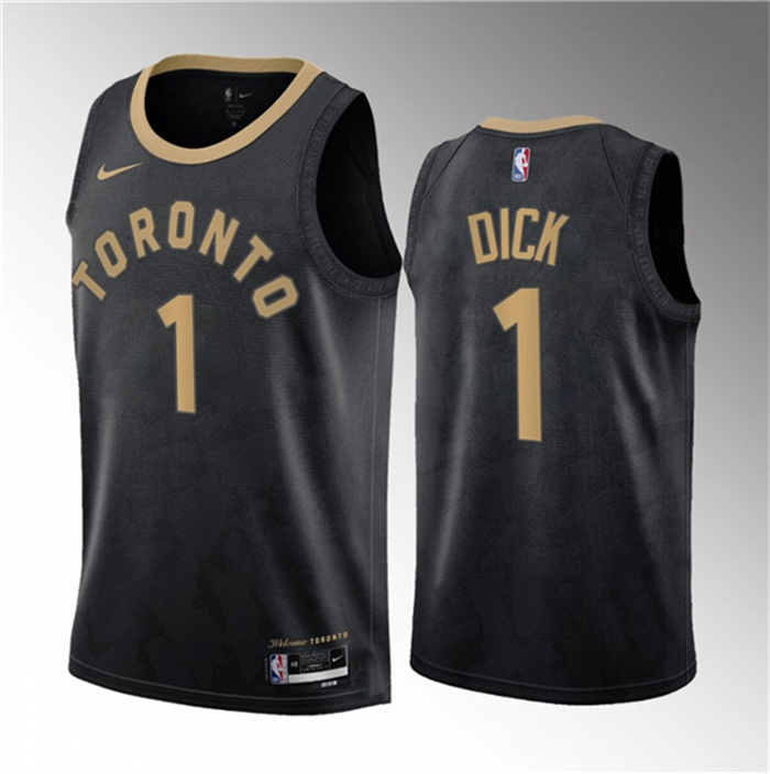 Personalized Men’s Toronto Raptors #1 Gradey Dick Black 2023 Draft City Edition Stitched Basketball Jersey