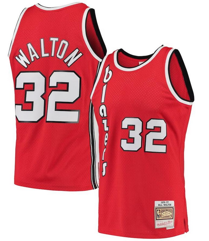 Personalized Bill Walton Portland Trail Blazers Mitchell & Ness Hardwood Classics Swingman Jersey – Red