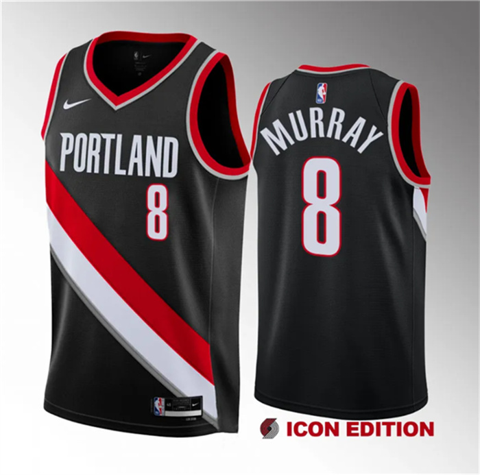 Personalized Men’s Portland Trail Blazers #8 Kris Murray Black 2023 Draft Icon Edition Stitched Basketball Jersey