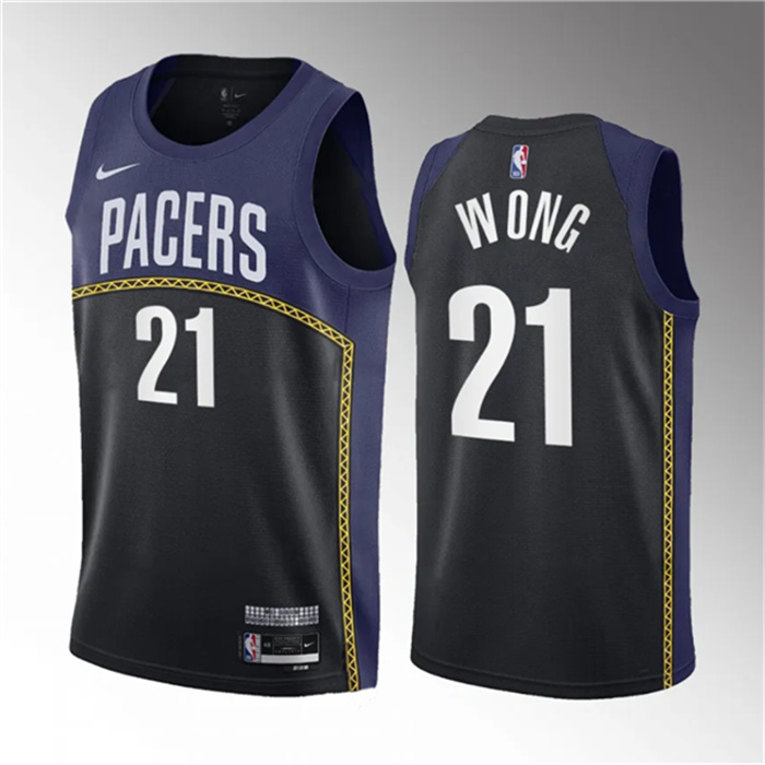 Personalized Men’s Indiana Pacers #21 Isaiah Wong Blue 2023 Draft City Edition Stitched Basketball Jersey