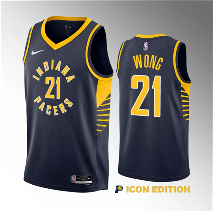 Personalized Men’s Indiana Pacers #21 Isaiah Wong Navy 2023 Draft Icon Edition Stitched Basketball Jersey