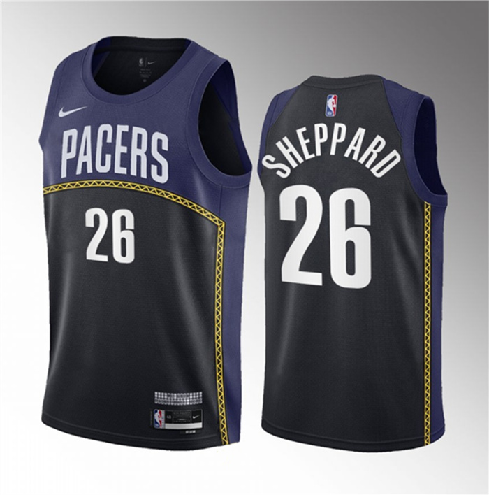Personalized Men’s Indiana Pacers #26 Ben Sheppard Blue 2023 Draft City Edition Stitched Basketball Jersey