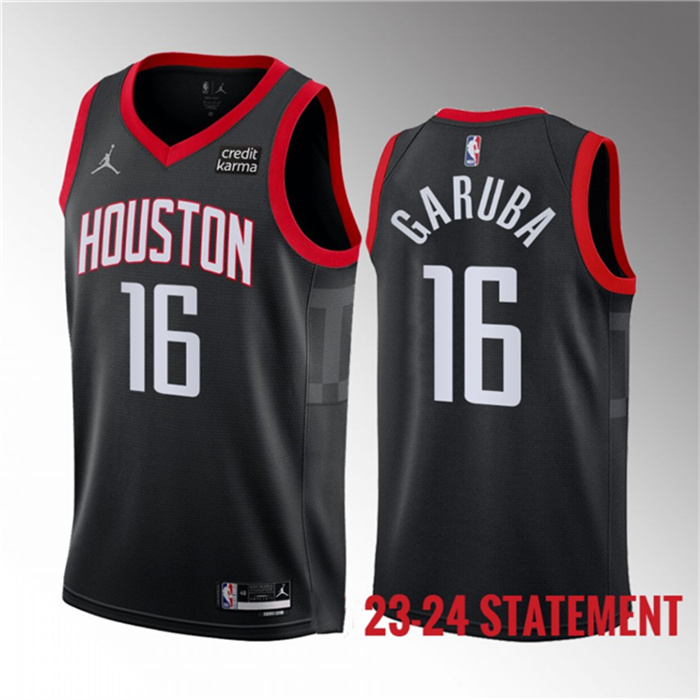 Personalized Men’s Houston Rockets #16 Usman Garuba Black 2023 Statement Edition Stitched Basketball Jersey
